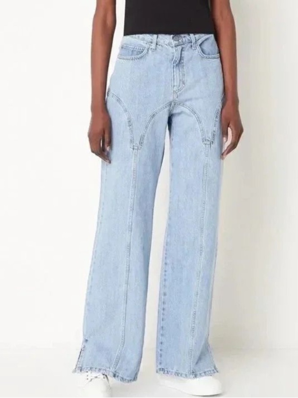 LAAGAM de-nimes light wash wide leg high rise jeans us sz 2 / 24 Italy 34